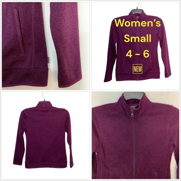 Women’s Eddie Bauer Quest Small 4 - 6 Full Zip Purple Jacket Long Sleeve Pockets - Picture 1 of 10